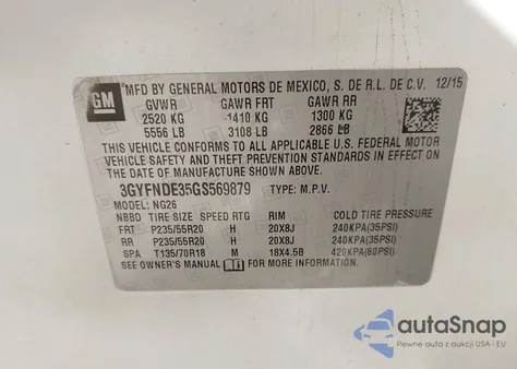 2016 Cadillac Srx Premium Collection from USA, damaged, VIN 3GYFNDE35GS569879